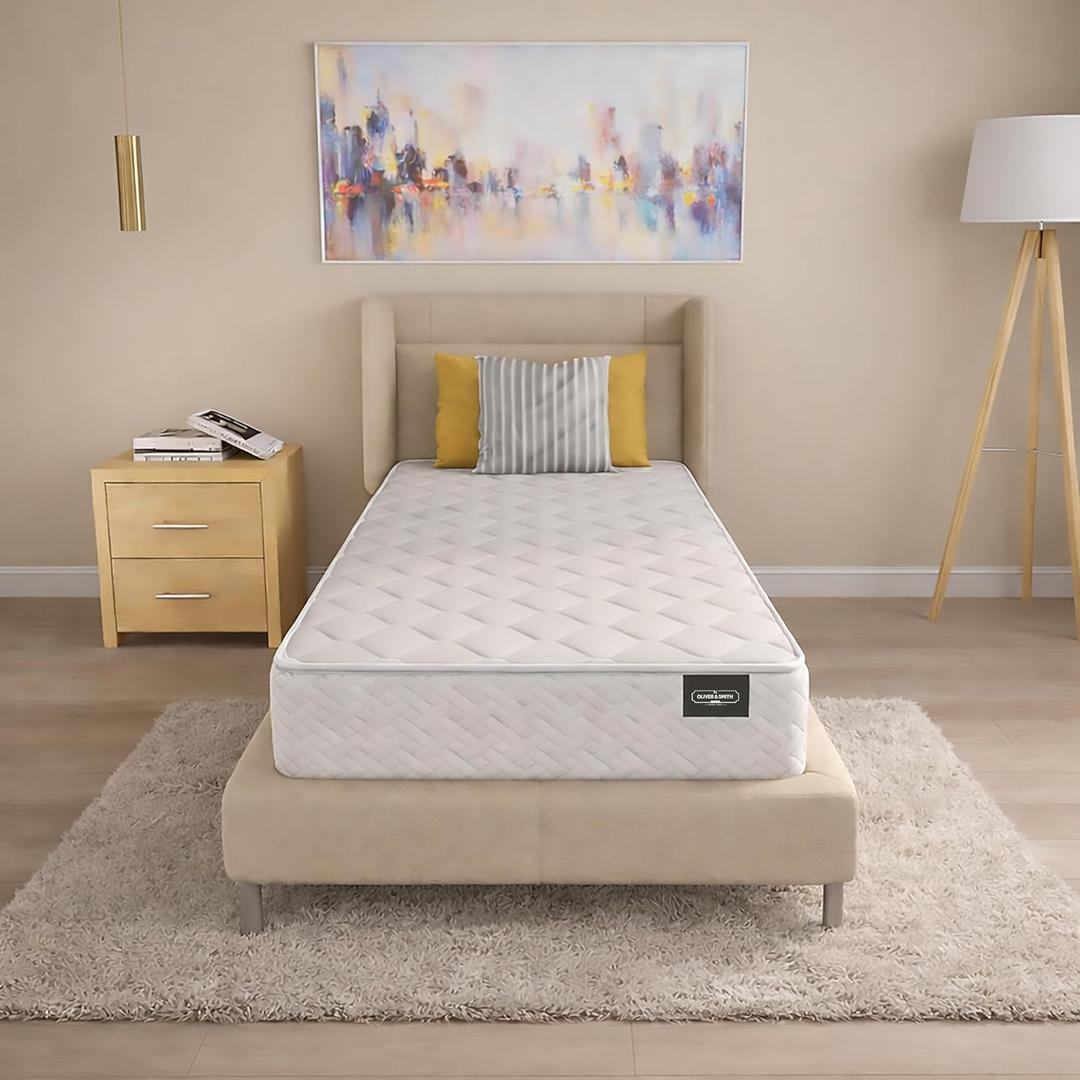 HomeLife Twin Mattress 6 Inches 38X75 White Medium Firm Hybrid for Bed Twin Size Mattress Pocket Coil Tight Euro Top High Density & Polyester Cover Rolled in a Box