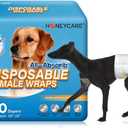 HONEY CARE All-Absorb A25 Male Dog Wrap, 50 Count, Medium, White