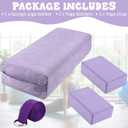 4 Pcs Yoga Bolster Pillows Blocks with Strap Set Comfortable Meditation Pillow with Carry Handle for Restorative Non Slip Reusable Yoga Blocks for Balance, Pilates, Washable Cover, Violet 