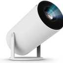 Mini Projector with 5G WIFI and Bluetooth, 4K 1080P Support Portable Projector 180 Rotatable 130'' Screen Movie Projector Auto Keystone Compatible for Laptop, PC, Smartphone (White), HY300