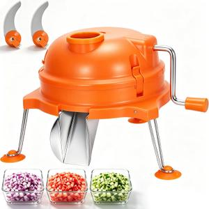 CL003 Commercial Vegetable Dicer with 2 Blades, 1/4"x1/4" Food Prep Cutter | Heavy-Duty Manual Tabletop Cuber for Onion, Tomato & Potato, Orange Chopper for Restaurant, Food Truck & Kitchen