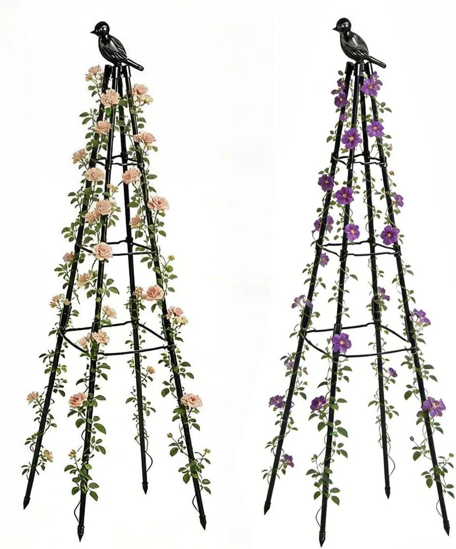 Garden Trellis, 47" Plant Trellis Support Plant Stand for Climbing Plants Outdoor and Indoor Trellis, Potted Plants Flowers Vegetables and Vines, Tomato Cage Tower - 2 Pack