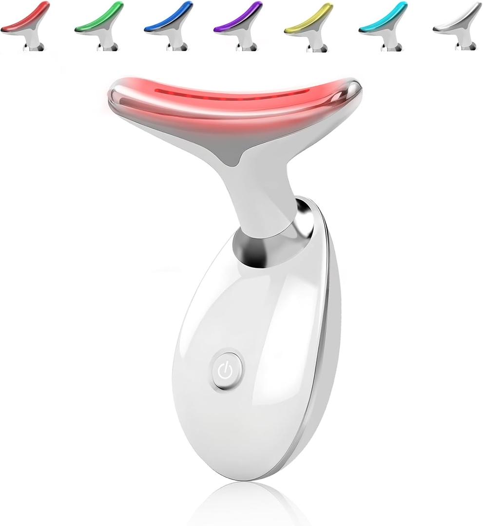 Red-Light-Therapy-for-Face and Neck, Facial Massager for Face and Neck, 7 Color Face Neck Massager for Skin Care, at-Home Face Tool for Skin Care
