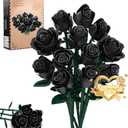 Mother's Day Black Rose Building Blocks Bouquet, 634 PCS Artificial Flower Botanical Collection Building Set, Educational Toys for Girls Kids, Gift for Women Wife Adults