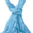 Belsen Summer Cotton Blend Crinkle Vintage Soft Scarf Fashion Solid Scarf Wrap Shawl (Bright Blue)