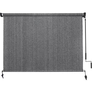 Amagenix Outdoor Roller Shades 12'(W) X 8'(H), Exterior Cordless Patio Shades Roll Up Outdoor Blinds with Spliced Poles Design, 90% UV Protection for Porch Gazebo Pergola, Grey, 144"W x 96"H