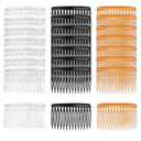 TaShow 24 PCS Hair Side Combs for Women Fine Thin Hair, 14 Teeth Decorative Hair Combs for Women Girls Bridal Wedding Veil,Wide, Black, Transparent, Light Coffee