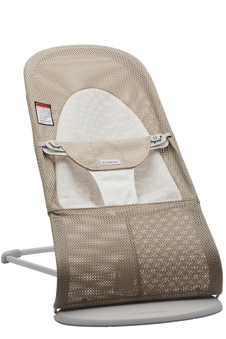 BabyBjrn Bouncer Balance Soft, Light Grey Frame, Mesh, Gray Beige/White (005144US)