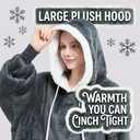 Qeils Wearable Blanket Hoodie for Women, Comfy Sherpa Sweatshirt Blanket as Birthday Christmas Gifts, Oversized Pullover Jacket Blanket Hoodie for Adult (Dark Grey, Adult)