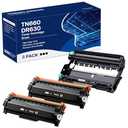 WEAREC Compatible Toner Cartridge & Drum Unit Replacement for Brother TN660 TN-660 TN630 DR630 Work with HL-L2300D HL-L2360DW DCP-L2520DW MFC-L2700DW MFC-L2740DW Printer (Black, 2Pack)