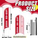 Remagr Coming Soon Windless Feather Banner Swooper Flag Sign 15 ft Tall Stand Coming Soon Advertising Flag Sign with Pole Kit and Fiberglass Ground Stake for Outside