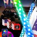 AUTOOMMO 4FT RGB LED Whip Lights (2 Pack) - 3X Ultra Brighter w/Turn & Brake Sync, Music Sync, APP/Remote, 366 Modes - IP68 Waterproof Lighted Antenna Whips w/ 6 Flags for UTV ATV SXS RZR Can-Am