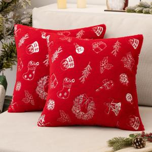 MIULEE Christmas Red Pillow Covers Set of 2 Snowflakes Decorative Throw Pillow Covers 18x18 Inch Soft Plush Faux Wool Pillow Covers Farmhouse Couch Pillows Home Decors for Sofa Livingroom Bed. MIULEE Christmas Red Pillow Covers Set of 2 Snowflakes Decorative Throw Pillow Covers 18x18 Inch Soft Plush Faux Wool Pillow Covers Farmhouse Couch Pillows Home Decors for Sofa Livingroom Bed.