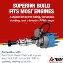 A-Team Performance Ready to Run Distributor - Blue Cap, 5.0 HO Small Block Windsor V8-2-Wire Setup & Distributor Cap Rotor Kit - Compatible with Ford Windsor V8 (221,260,289,302)