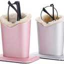 Siveit Plush Lined Eyeglass Holder, PU Leather Eyeglass Case, Anti-Scratch Glasses Storage Organizer for Desk Office Nightstand, Pack of 2(Silver, Pink)