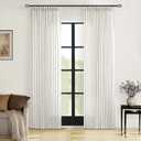 Cream Ivory Linen Curtains 80 Inches Long 2 Panels Set for Living Room Bedroom Pinch Pleated Back Tab Drapes Neutral Modern Farmhouse Decor Semi Sheer 80 Inch Curtains for Dining Room Window Cabin
