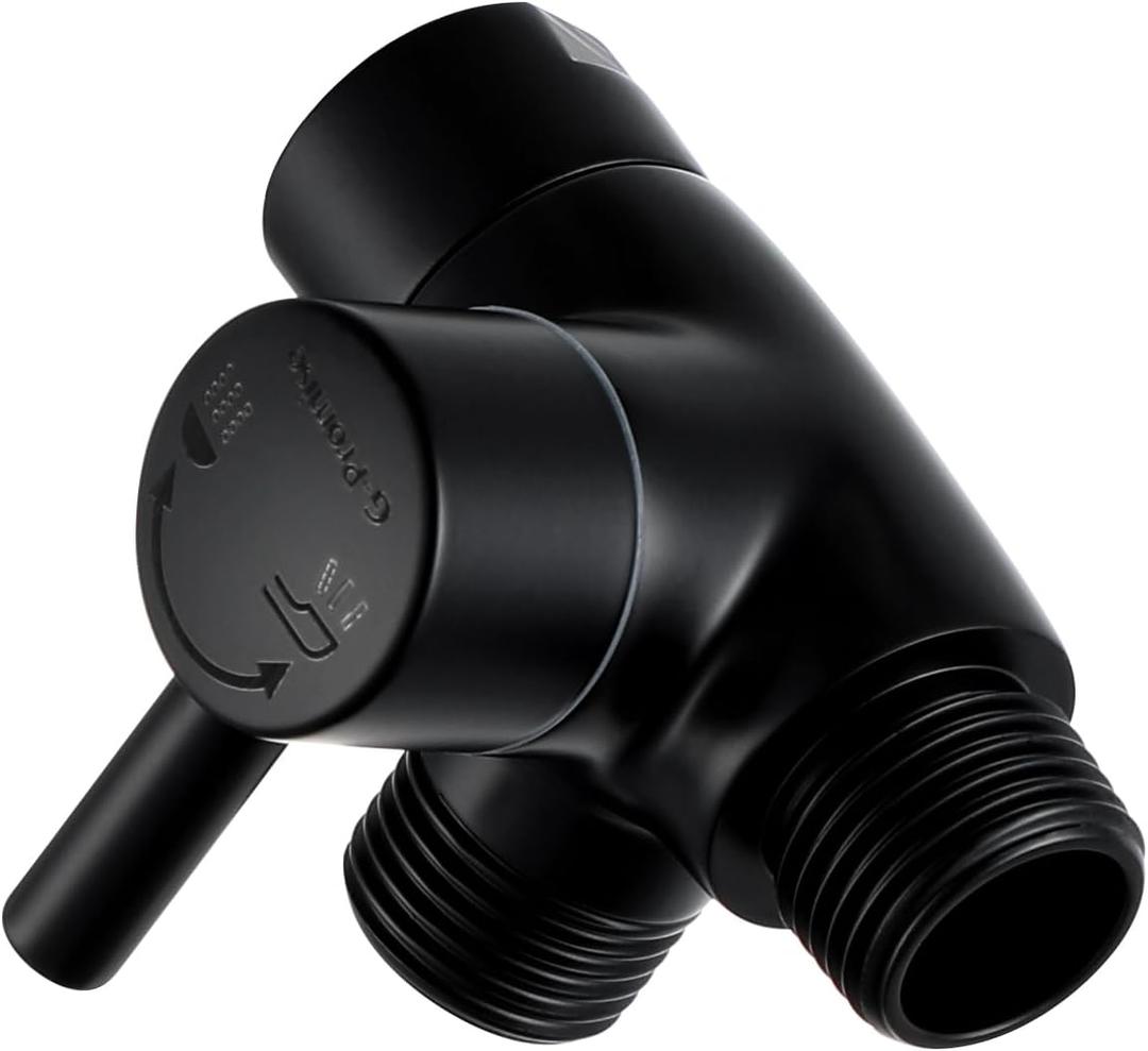 G-Promise Solid Metal Shower Arm Diverter for Hand Held Showerhead and Fixed Spray Head, G 1/2 3-Way Bathroom Universal Diverter System Replacement Part (Matte Black)