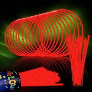 40 Pack 8 Red Glow Sticks Bracelet Necklaces Bulk with 40 Connectors Neon Glow In The Dark Party favors Supplies for Holiday Birthday Party Decoration (Red)