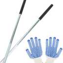 2 Pack Winding Rods for Garage Torsion Springs with Non-Slip Rubber Handle, Zinc Steel Winding Bars Hardware for Adjusting or Replacing Garage Door Tension Springs, Non-Slip Gloves Included, Black