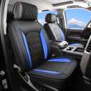 JOJOBAY Chevy Silverado Seat Covers,Leather Seat Covers for GMC Sierra,Custom Fit 2007-2026 1500 2500HD 3500HD Crew Double Extended Regular Cab,LT LZT RST Trail Boss(Front Pair,Black Blue)