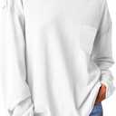 WIHOLL Womens Long Sleeve Shirts Fall Tops Casual Crewneck Loose with Pocket Trendy Clothes (White, M)