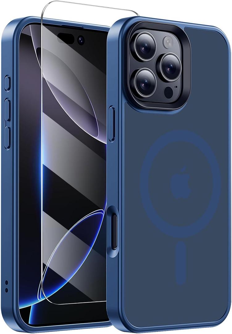 for iPhone 16 Pro Case with HD Screen Protect, [Compatible with MagSafe] [15FT Military Drop Protection] [Camera Protection] Magnetic Case for iPhone 16 Pro, Dark Blue