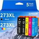 ZIPRINT 273XL Remanufactured Ink Cartridge Replacement for Epson 273 Ink Cartridges, for XP-800 XP-810 XP-820 XP-600 XP-610 XP-620 XP-520 Printer, Black Cyan Magenta Yellow Photo Black, 5-Pack 273XL