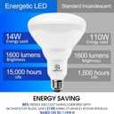 Energetic BR40 LED Indoor Flood Light Bulbs, Dimmable, 5000K Daylight, 110W Equivalent, 1600LM, E26 Base, Recessed Can Light, High Lumen, Flicker Free, UL Listed, 10 Pack