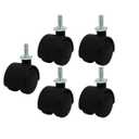 uxcell 1.2-inch Nylon Wheel M6 Threaded Stem Mount Rotary Non-Brake Swivel Caster 5pcs