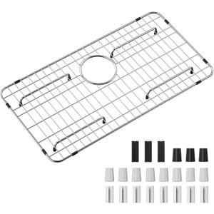Stainless Steel Sink Grid and Protectors for Bottom of Kitchen Sink, 26" X 14 1/16" Sink Bottom Grid with Rear Drain for Single Sink Bowl (26" X 14 1/16")