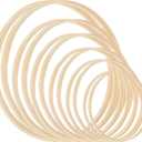 PATIKIL 6"/7"/8"/9"/10"/12" Bamboo Macrame Hoop, 12Pcs 6 Size Wood Floral Hoop Craft Rings for DIY Craft Dream Catcher Wedding Wreath Decor Wall Hanging Decorations