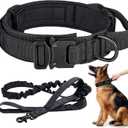 Tactical Dog Collar and Leash Set Heavy Duty Military Dog Collar with Handle and Metal Buckle for Medium and Large Dogs (Black, XL)