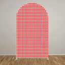 Red Plaids Sweet Strawberries Arch Backdrop Cover Double-Sided Arch Stretchy Cover Berry First Pink Birthday Party Girls Baby Shower Parties Decors (2.6X6ft,GX-233)
