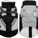 IECOii Warm Small Dog Coat Harness with D Ring -Black,Small- Zip Small Dog Jacket Winter Reflective, Fleece Lined Dogs Snowsuit Snow Jacket,Pet Clothes for Small Dogs Yorkshire Terrier Bichon Shih