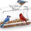 WENMIXER Window Bird Feeder with Non-Marking Self-Adhesive Hooks, Clear and Transparent, Outdoor Wild Bird Watching Gift, Garden Decor (Standard)