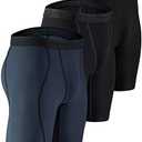 DEVOPS Pack of 3 Compression Shorts Men Spandex Sport Shorts Athletic Workout Running Performance Baselayer Underwear L