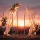 Gold Metal Arch Backdrop Stand for Wedding & Birthday Party Decorations, Foldable Balloon Arch Frame with Easy Assembly, Photo Booth Backdrop Dcor with Fairy Lights Options