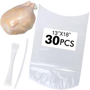 Poultry Shrink Bags, chicken bag, 30Pack 13x18 Inches Clear Poultry Heat Shrink Wrap Freezer With 30 Zip Ties, a Silicone Straw for Chickens, Rabbits