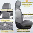 Car Seat Covers Full Set, Grey Leather Seat Covers, Breathable Front and Back Car Seat Protectors, Wear-Resistant Seat Covers Universal Fit for Most Cars SUV Truck (Grey-Diamonds, Full Set)