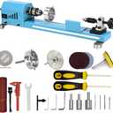 Wood Lathe Mini Lathe Machine Multi-Purpose Type Lathe Milling Cutting Grinding Polishing Professional Table Top Lathe Tool Kit