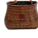 Bike Basket for Women's Beach Cruiser or Scooter The Original Wicker Bicycle Baskets with Built in Cup Holder for Front HandlebarClassic Vintage Style Handmade Natural Rattan Wicker (Stained)