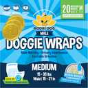 Bodhi Dog Disposable Male Dog Diapers - Super Absorbent, Leak-Proof Pee Wraps - Adjustable Fit, Comfortable Design, Advanced Moisture Control, and Wetness Indicator - Medium (20 Count)