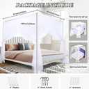 tupi Canopy Bed Curtains for King Size Bed, 100% Polyester Breathable Bed Canopy, 4 Corners Post Mosquito Net Canopy for Adults Bedroom Decor-White