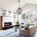 17" Black and Gold Chandelier Geometric Metal Modern Industrial Chandeliers Lighting for Farmhouse Living Room Entryway Kitchen (Bronze-4 lights)