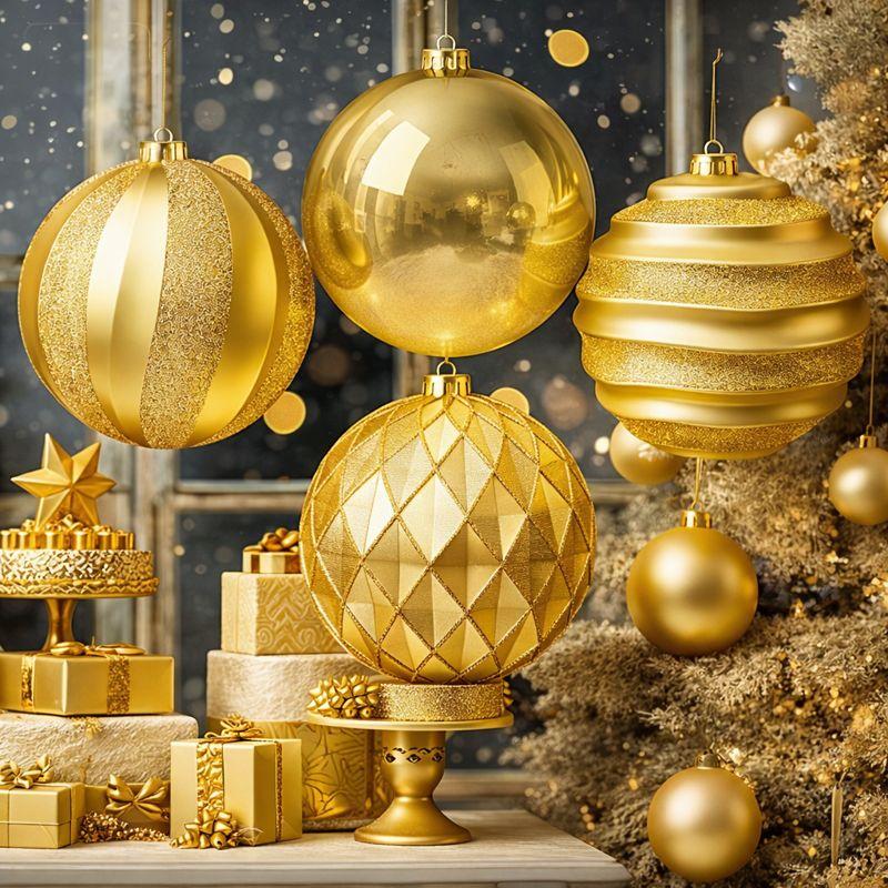 Jenaai 6 Inch Christmas Ball Ornaments 4 Pcs Large Glitter Texture Christmas Ball Decor Big Extra Large Shatterproof Hanging Ornaments for Xmas Tree Stairway Railings