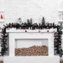 Jutom 13.2 ft Valentine's Garlands with 16.4 ft LED Lights Artificial Garland Romantic Pine Valentine Garland Decoration for Stairs Fireplace Mantel Front Door Porch Holiday Party(Black)