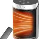 Space Heater, AUBKN Small Portable Electric Heaters for Indoor Use with Thermostat and Remote,12H Timer, 5 Mode, 1500W PTC Ceramic Fast Safety Heat for Home Office Bedroom
