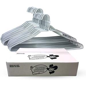 Hanger Honcho Wire Metal Clothes Hangers 50 Pack Bulk for Standard Size Shirts, Pants, Skirts, Space Saving, Non Slip,18 Inch 14.5 Gauge Ultra Thin Standard Dry Cleaner Coated Steel, White