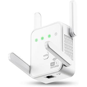 1200Mbps WiFi Extender Signal Booster for Home, Dual Band 5GHz/2.4GHz Wireless Internet Repeater with 4 External Antennas, Covers Up to 3600 Sq.ft & Supports 80 Devices, AP Mode with Ethernet Port