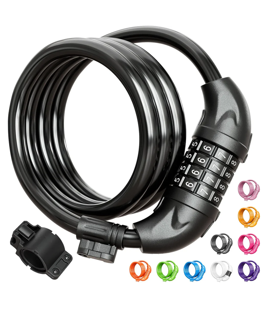 Titanker Bike Lock, Bicycle Lock 4 Feet Cable Lock 1/2 Inch Resettable Bike Lock Combination with Mounting Bracket, Bike Accessories for Bicycle, Electric Scooter, Motorcycle
